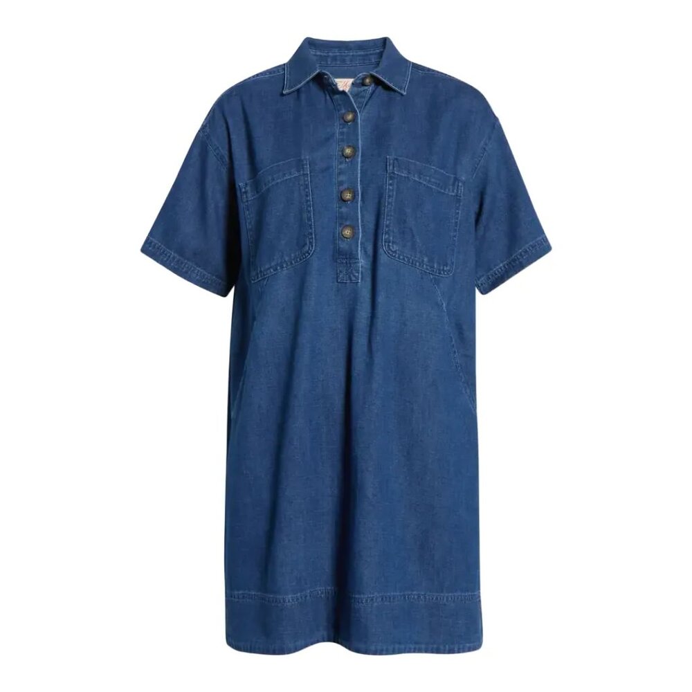Marine Layer Indigo Blue Chambray Button Polo Dress - Picture 11 of 11